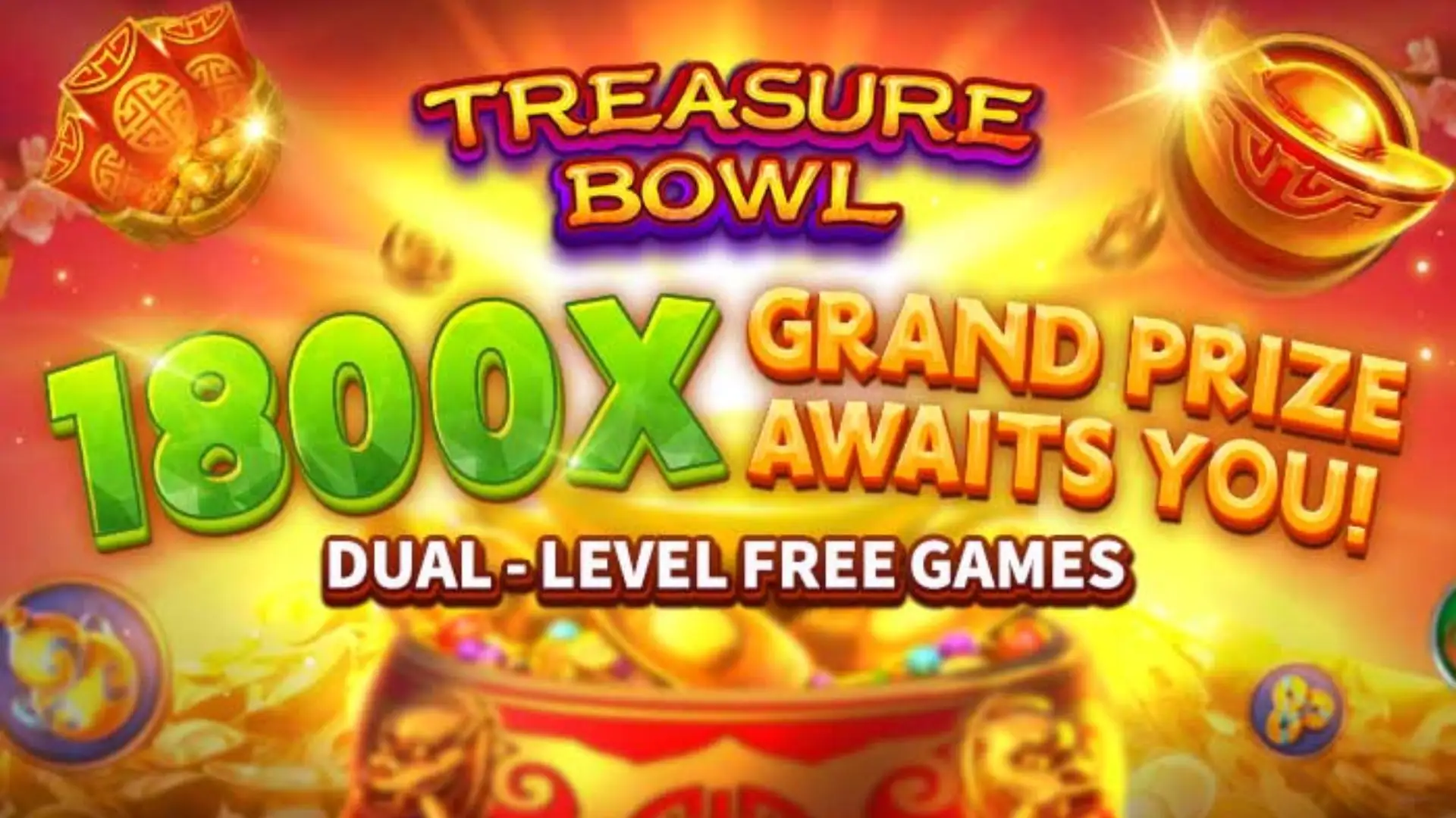 Multiplicadores Treasure Bowl ff555 - 7777x Máximo com Tigela Dourada